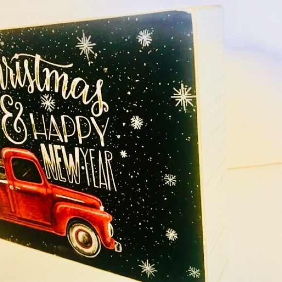 Merry Christmas Red Truck Wood Box Sign Farmhouse - Picture 3 of 6